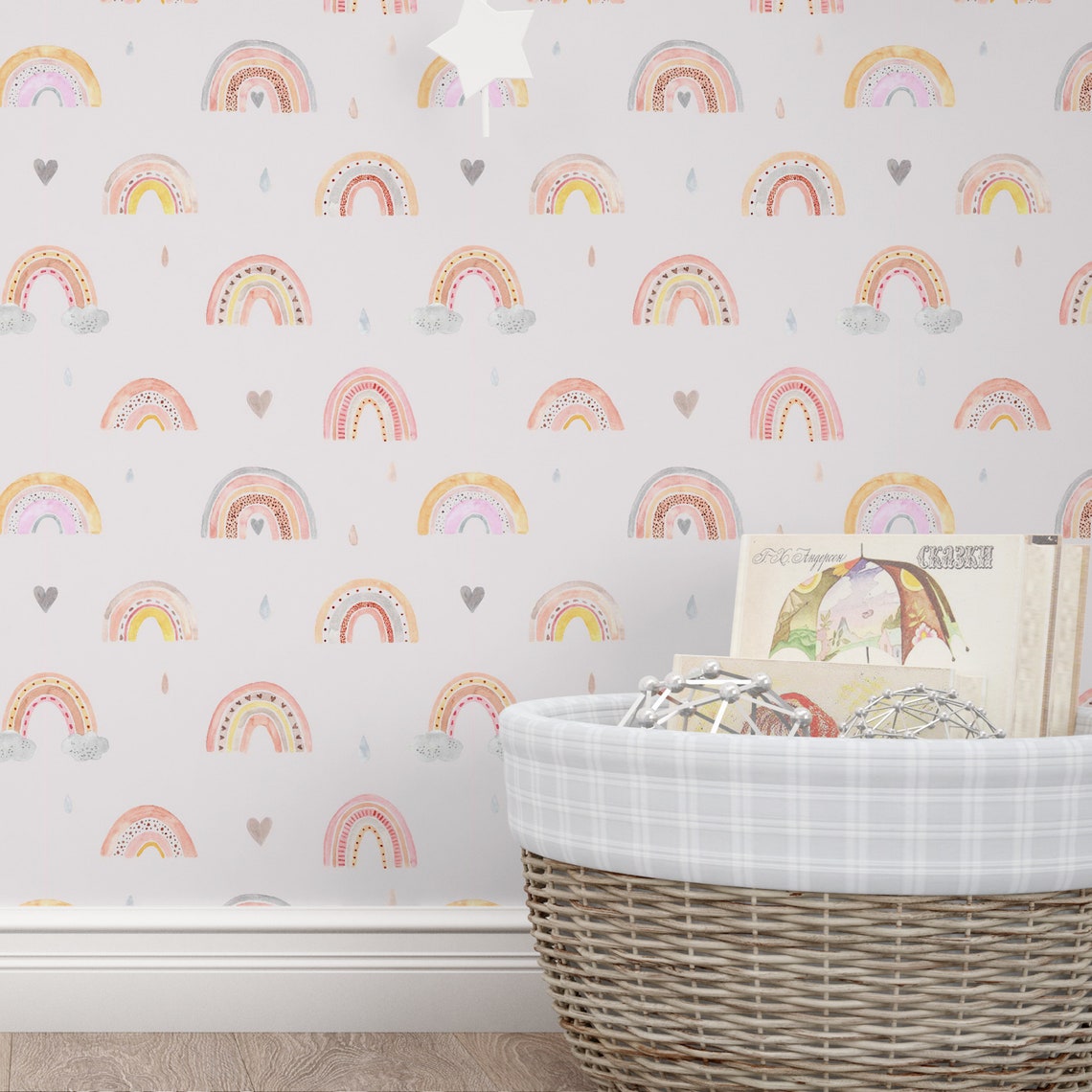 Cute Watercolor Colorful Rainbow Peel And Stick Wallpaper | Etsy