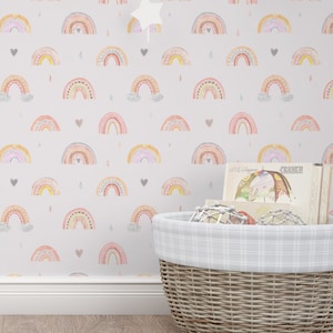 Cute Watercolor Colorful Rainbow Peel And Stick Wallpaper Removable Wallpaper Self Adhesive Contact Paper Kids Room Decor