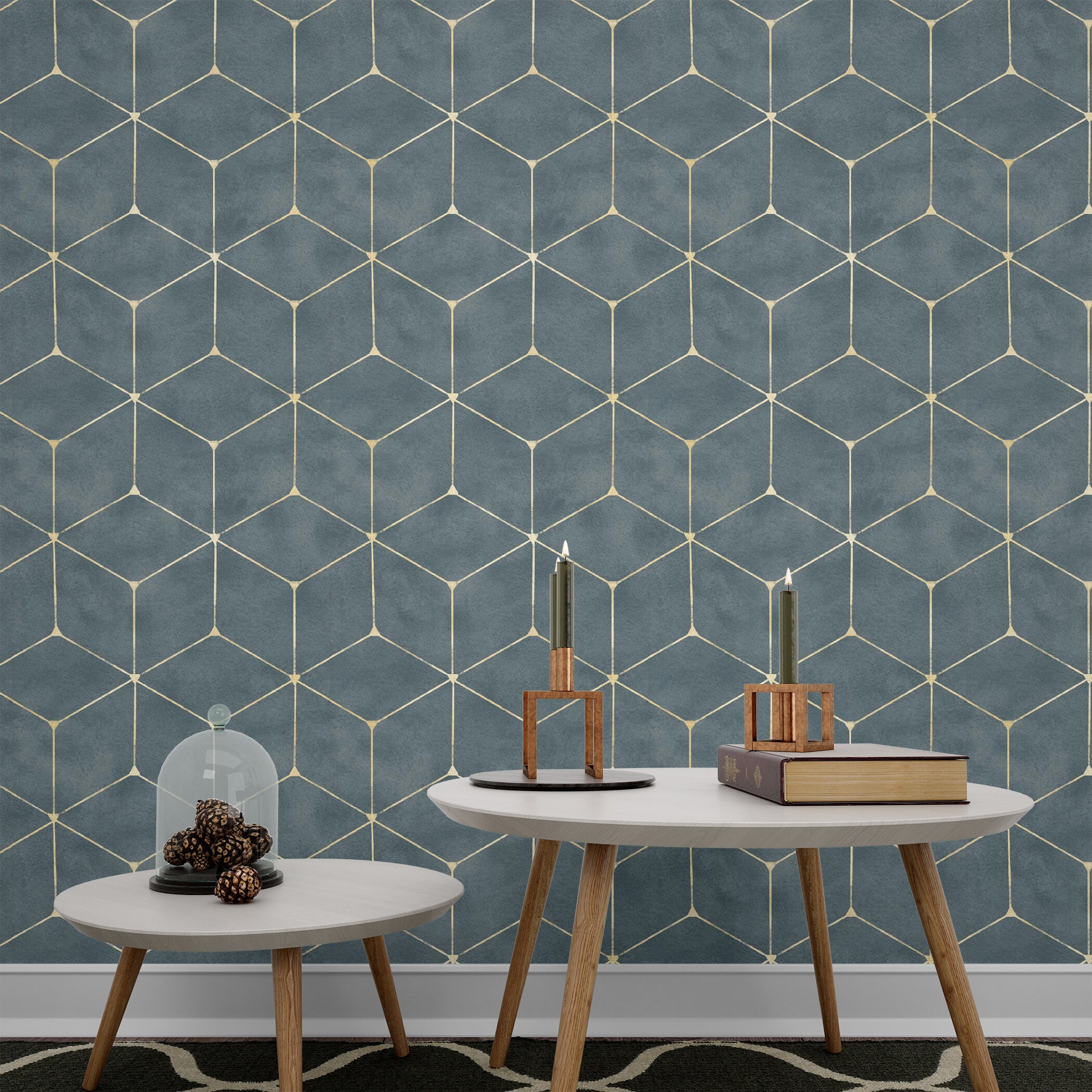 Geometric Grey Hexagon Peel and Stick Wallpaper Removable - Etsy