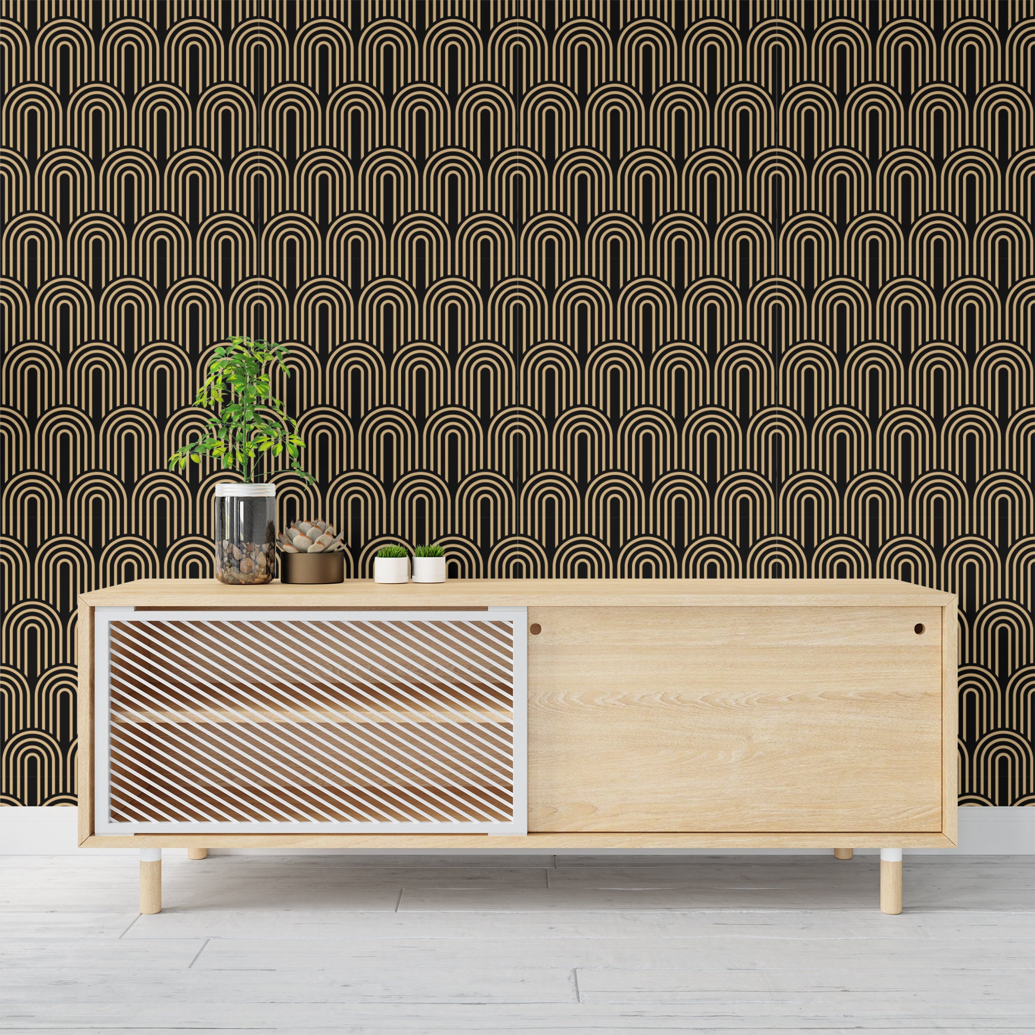 Abstract Geometric Golden arch Peel And Stick Wallpaper | Etsy