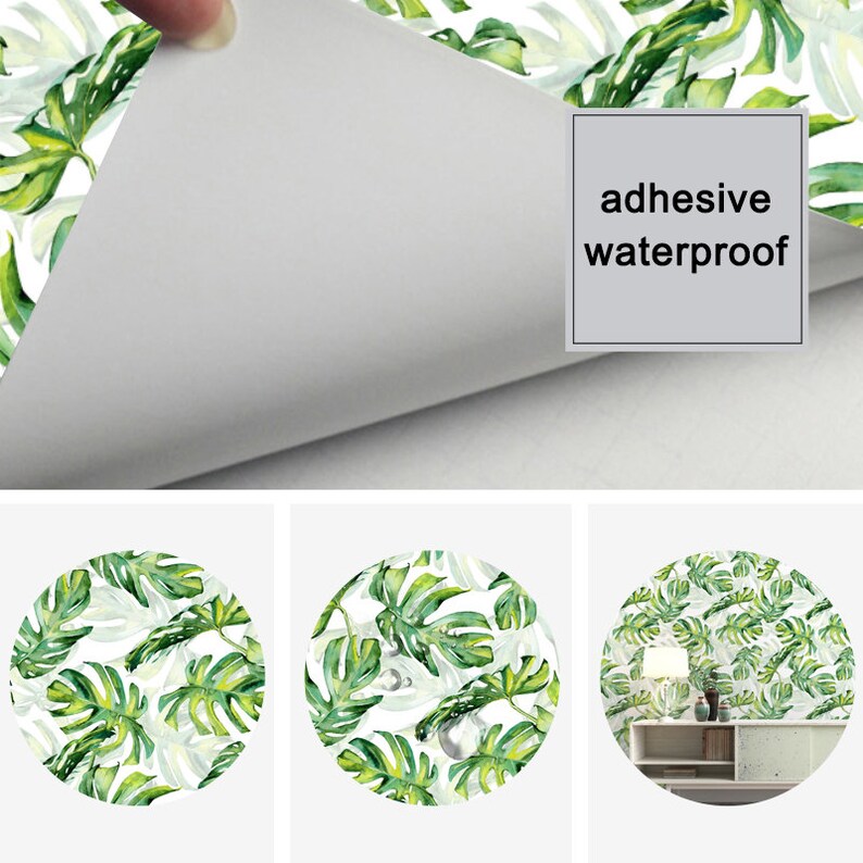 Green Leaf Palm Leaf Peel and Stick Wallpaper Removable Etsy