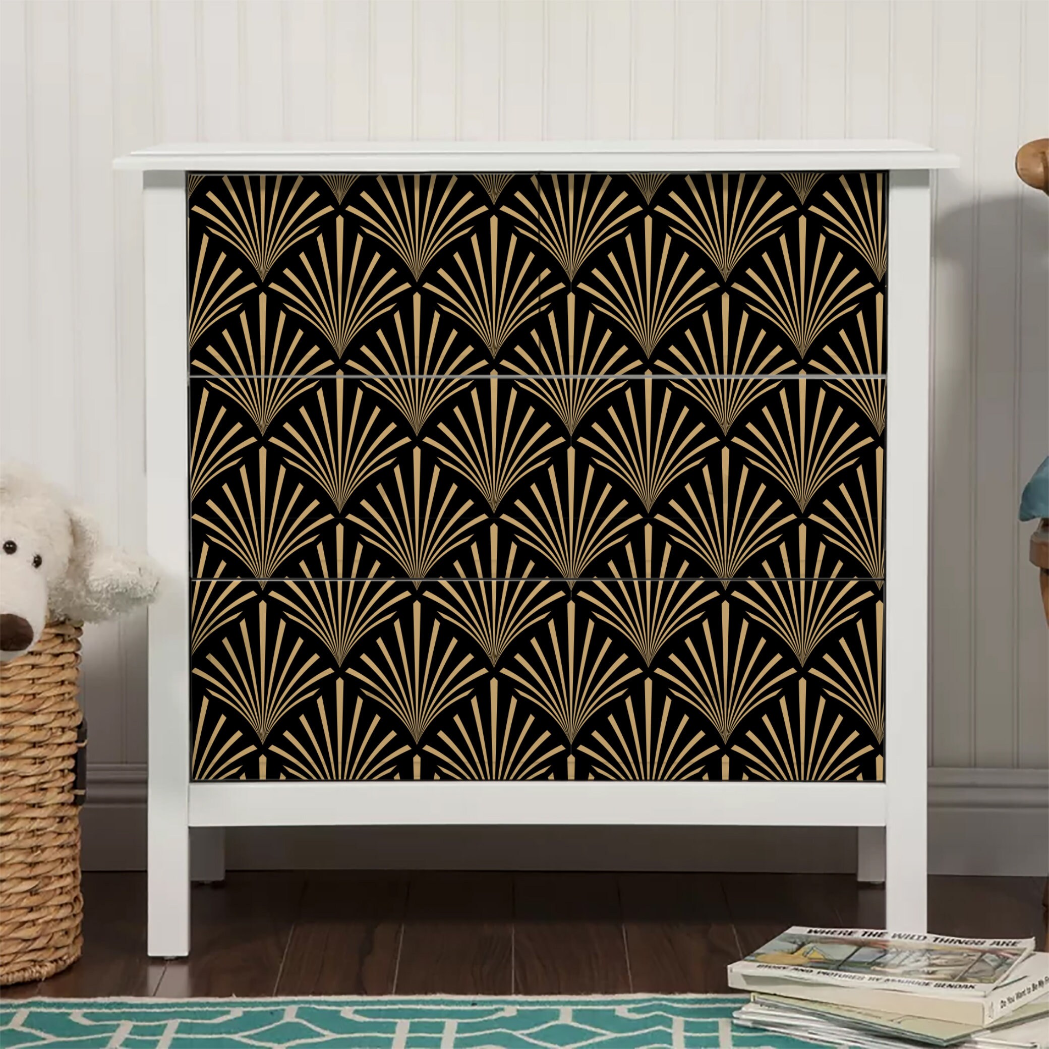 Art Deco Abstract Geometric Golden Fan Peel and Stick Etsy