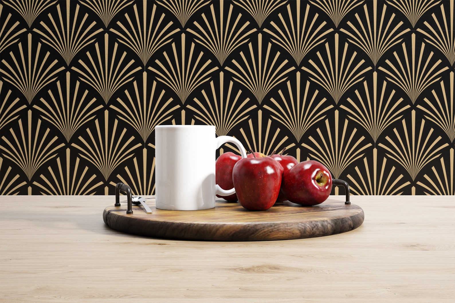 Art Deco Abstract Geometric Golden Fan Peel and Stick Etsy