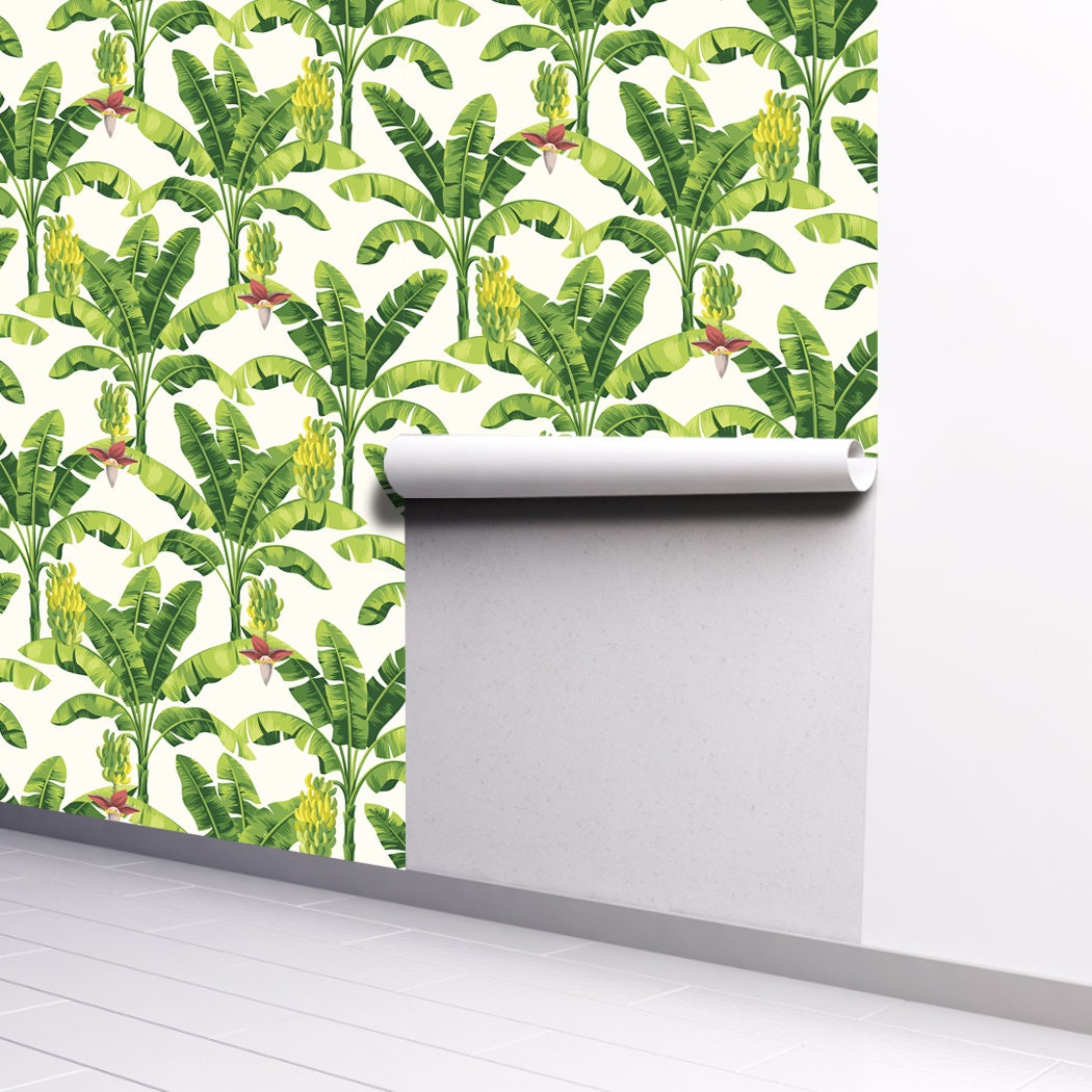 Green Tree Leaf Peel And Stick Wallpaper Removeable Wallpaper | Etsy