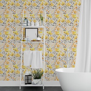 Hand Painted Yellow Flowers Peel and Stick Wallpaper Removable - Etsy