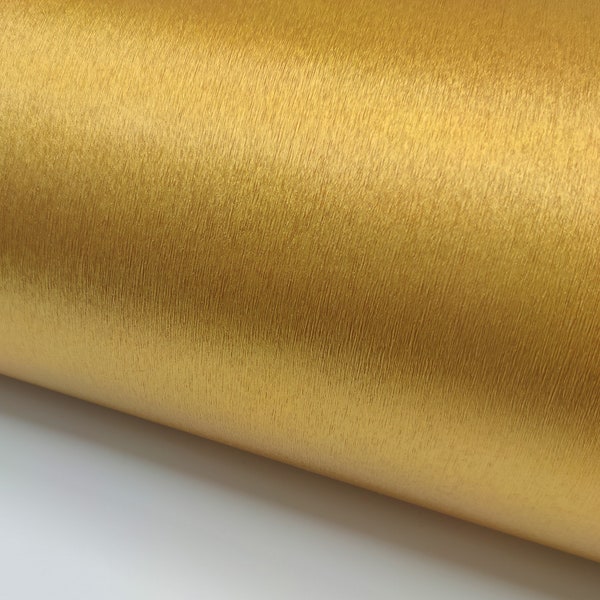 Film intérieur aspect métal doré brossé Films métalliques autocollants autoadhésifs brillants pour armoires de cuisine
