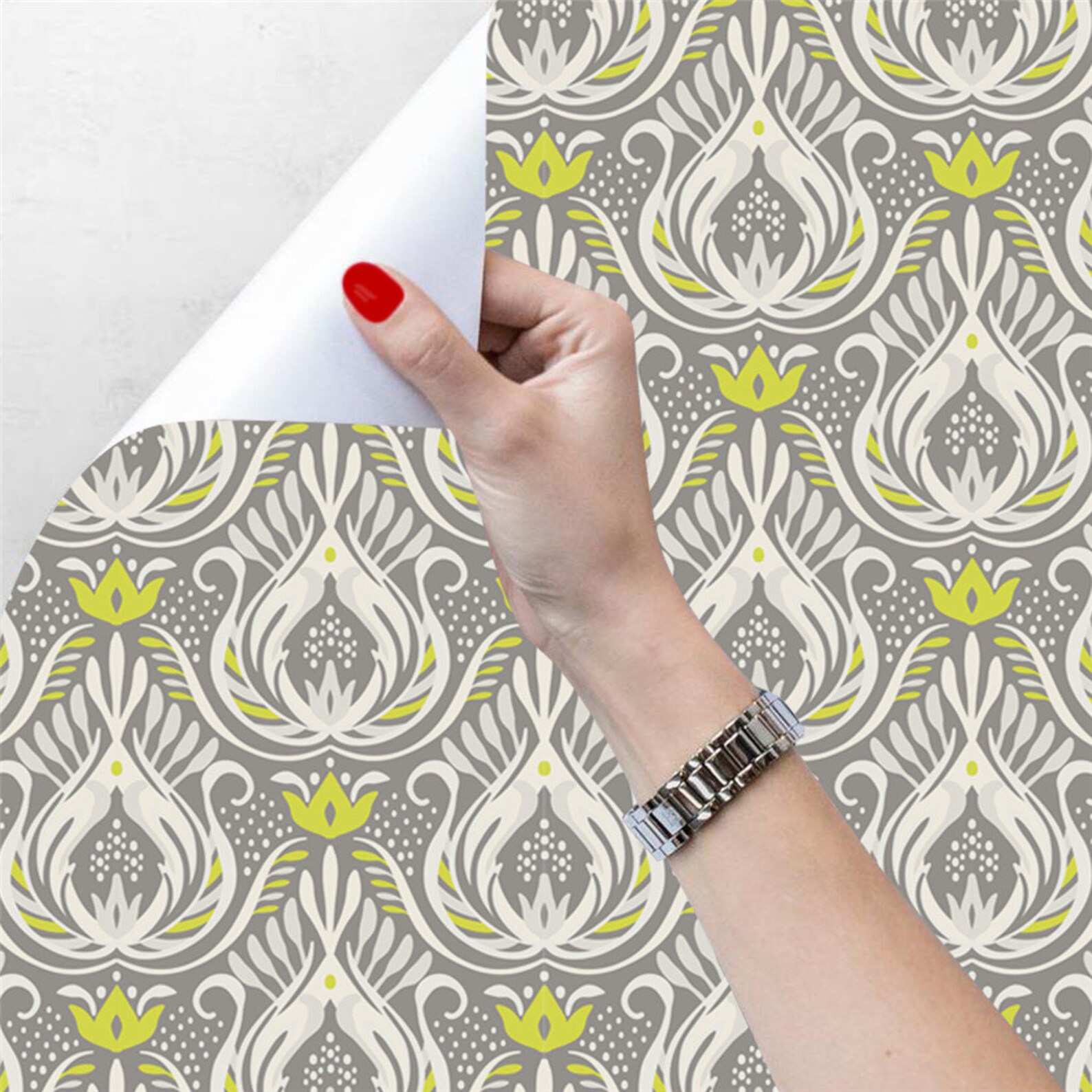 Traditional Lotus Pattern Peel and Stick Wallpaper Removeable Etsy