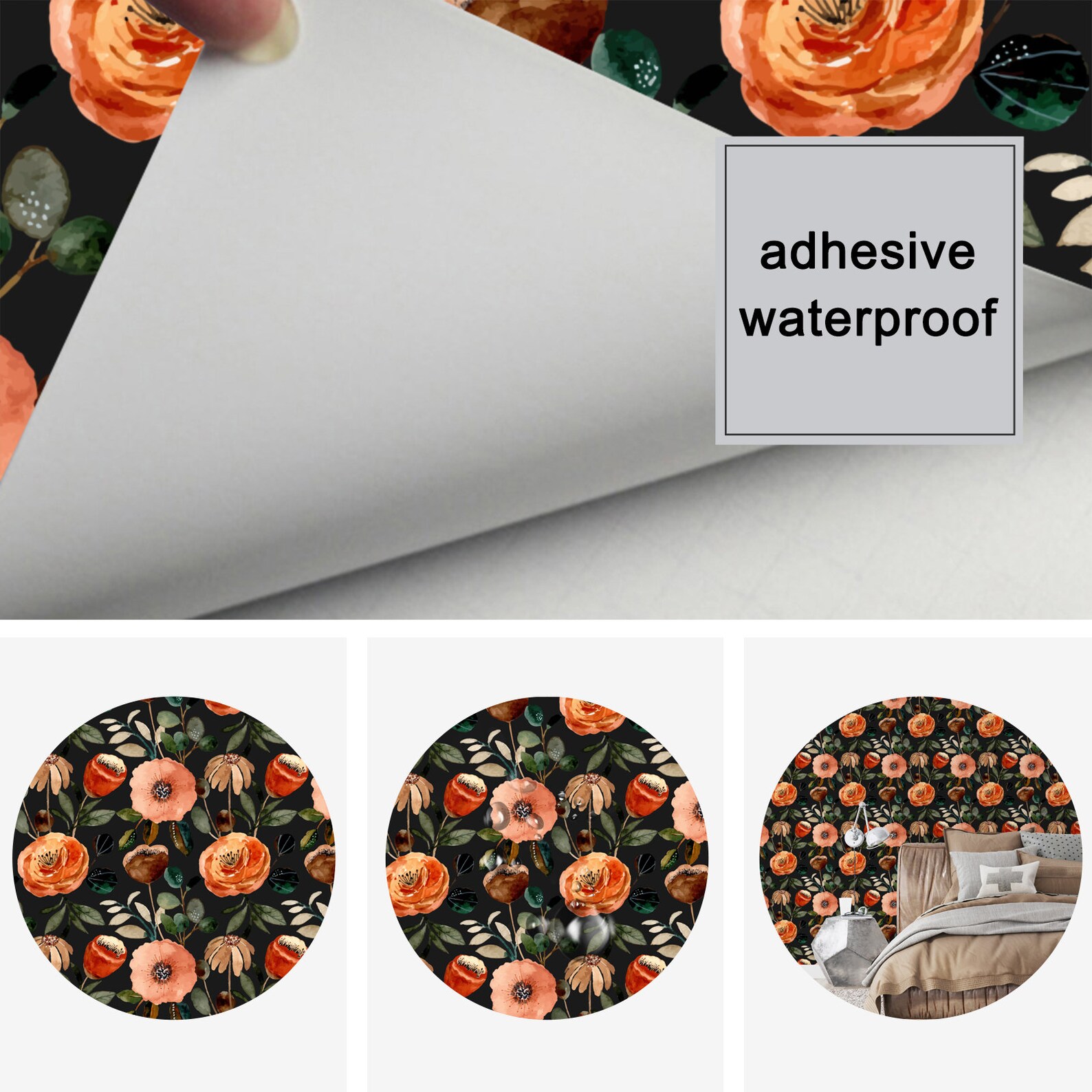 Watercolor Brown Flower Peel And Stick Wallpaper Self Adhesive | Etsy