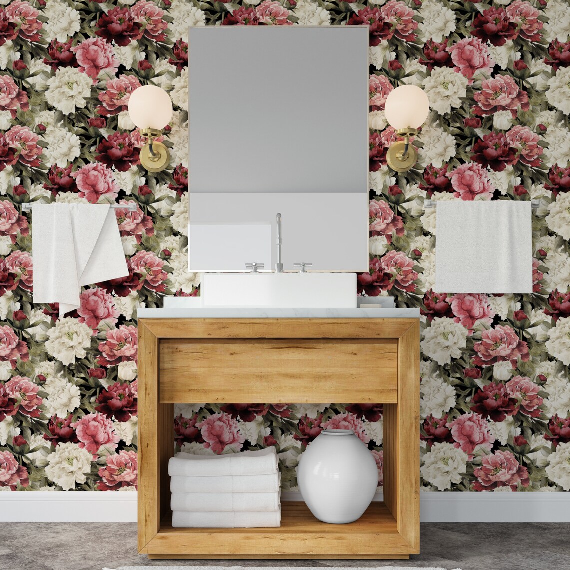 White Pink Red Rose Flower Peel And Stick Wallpaper Removeable Etsy