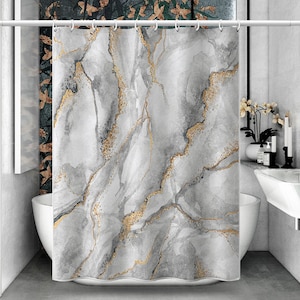 Abstract Marble Shower Curtain Waterproof Polyester Fabric Bathroom Curtains Gray White Shower Curtains Bathroom Decor Home Decor