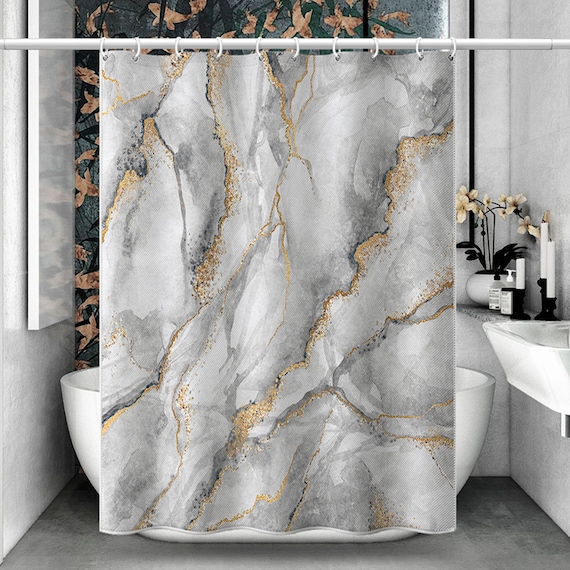 Abstract Marble Shower Curtain, 100 Polyester Fabric Shower Curtain