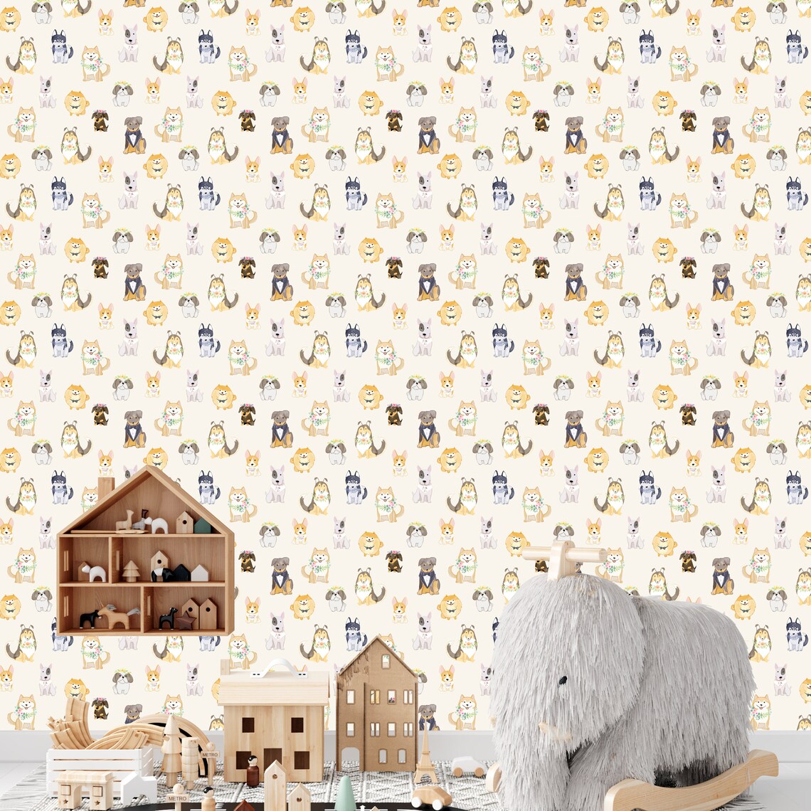Adorable Dogs Wall Mural Peel and Stick Wallpaper Self - Etsy
