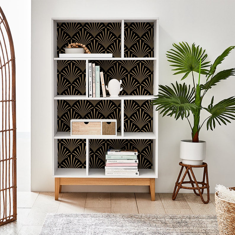 Art Deco Abstract Geometric Golden Fan Peel and Stick Etsy