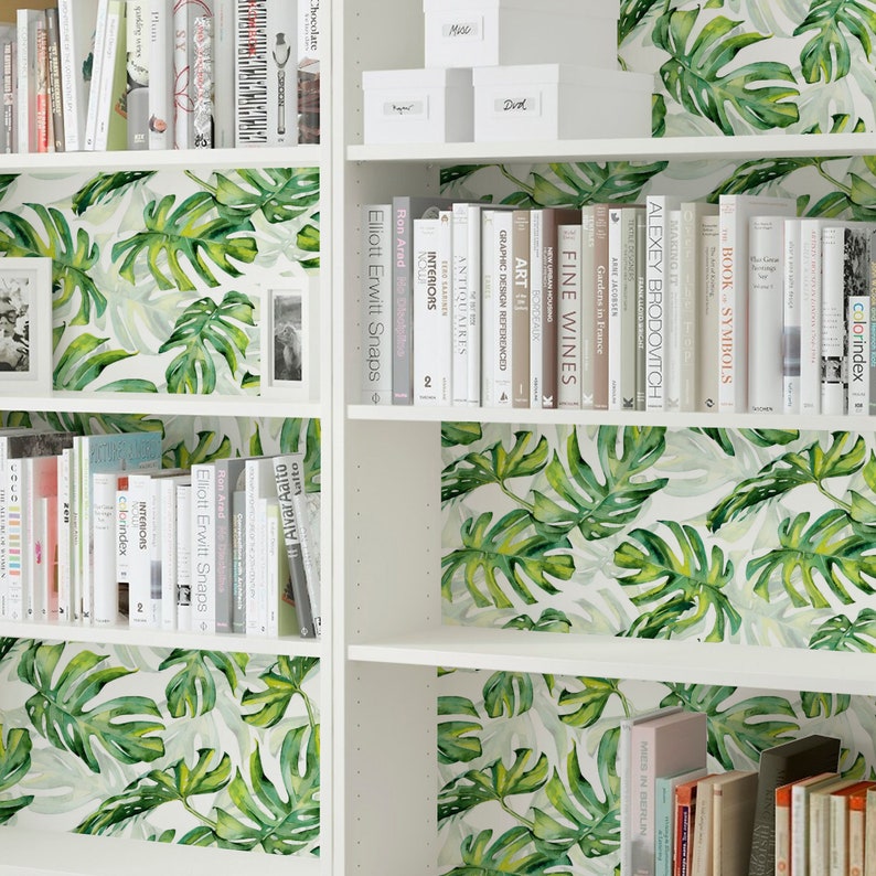 Green Leaf Palm Leaf Peel and Stick Wallpaper Removable Etsy