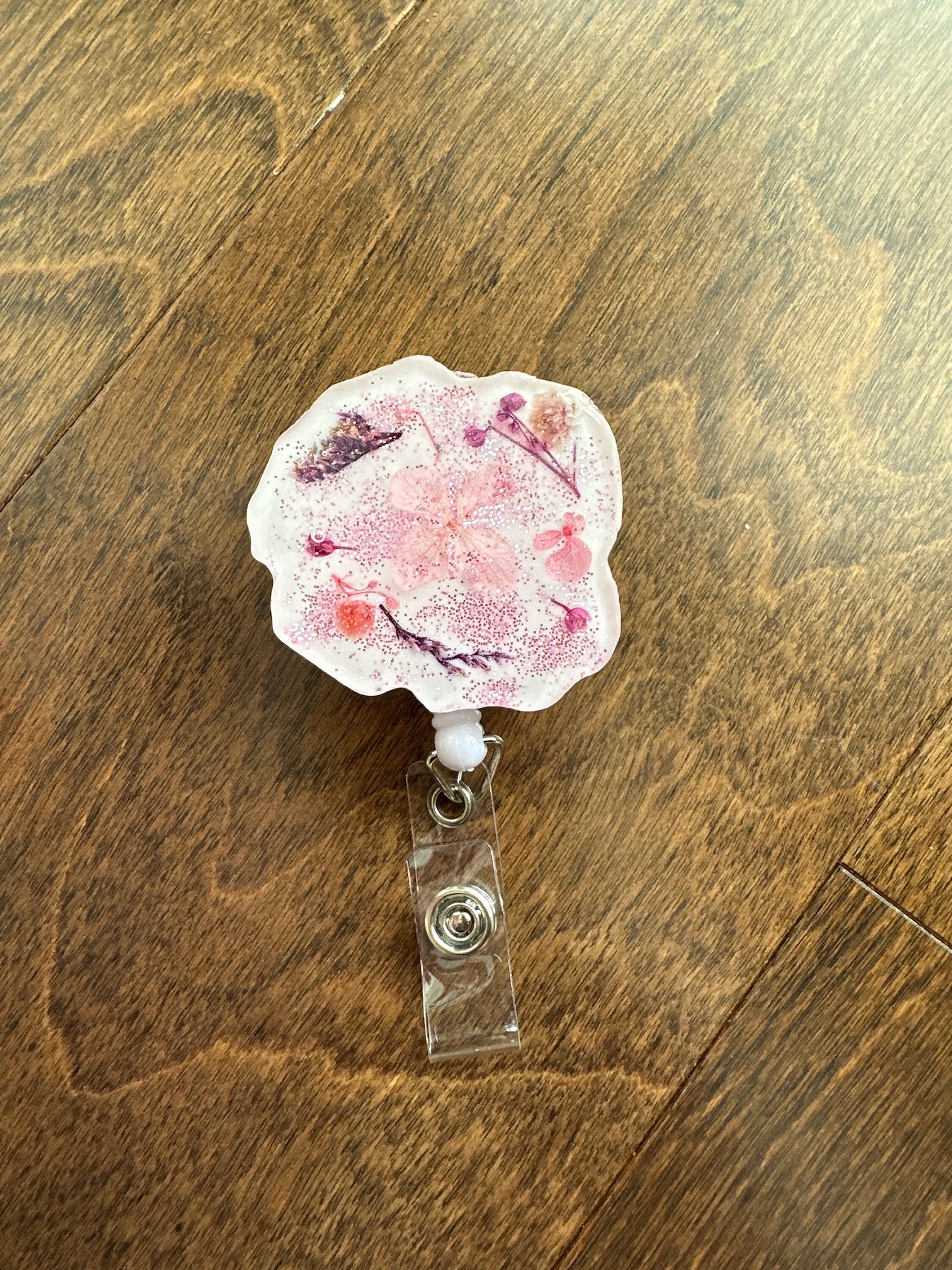 Badge- Resin Badge Reel- Flowers Badge Reel- Badge Reel- Epoxy Badge Holder- Nurse Badge Reel-Teachers Badge Reel- Resin Art- Gifts
