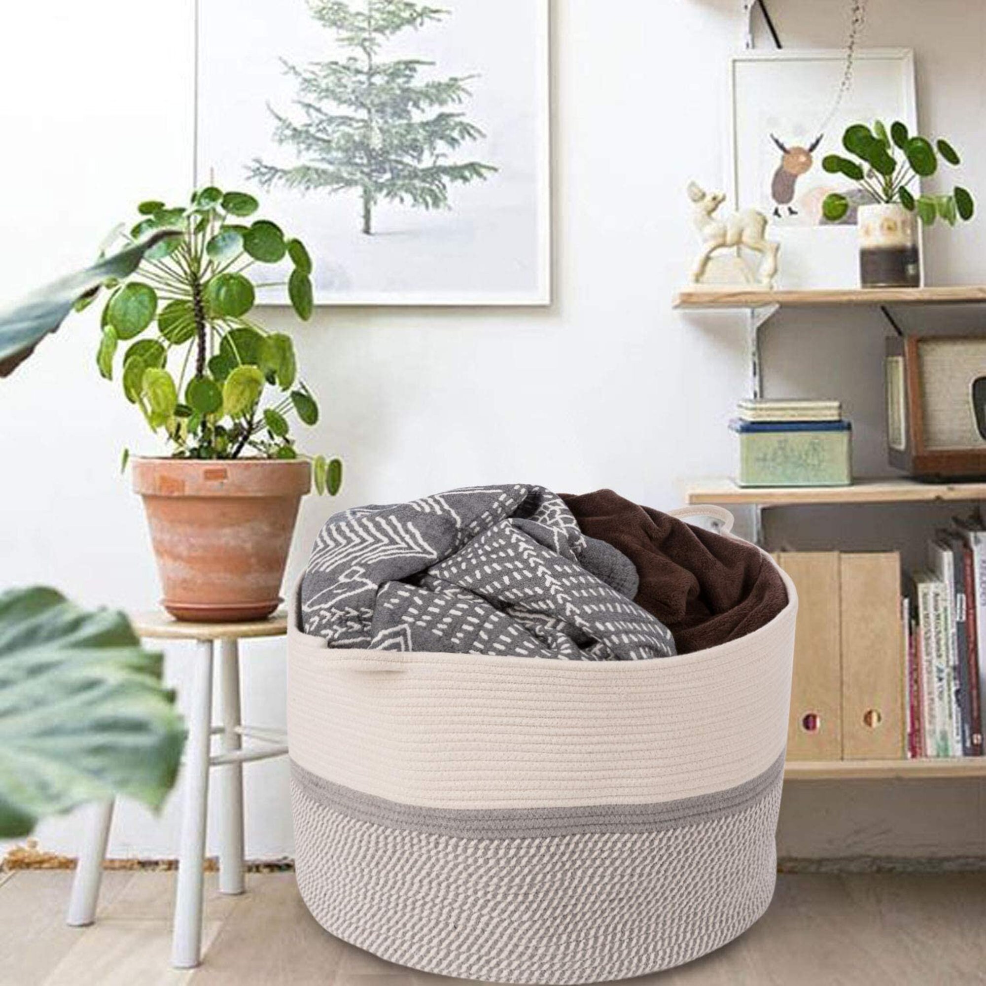Cotton Rope Woven Basket Extra Large Throw Blanket Storage Etsy