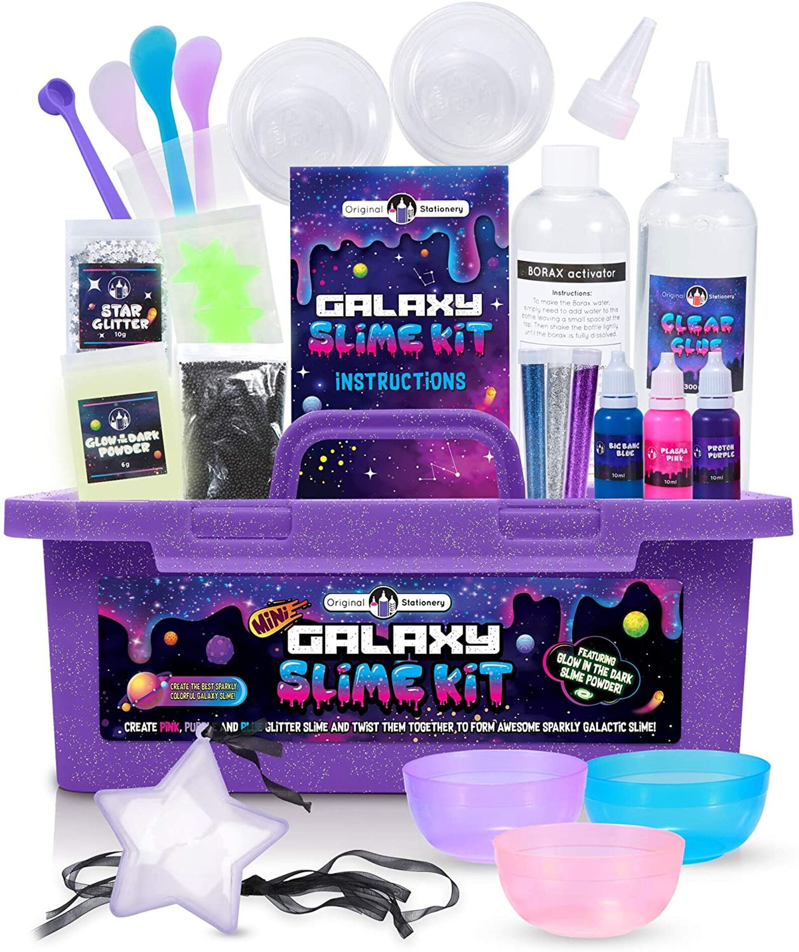 Galaxy Slime Kit Mini con brillo en el polvo de baba oscura Etsy