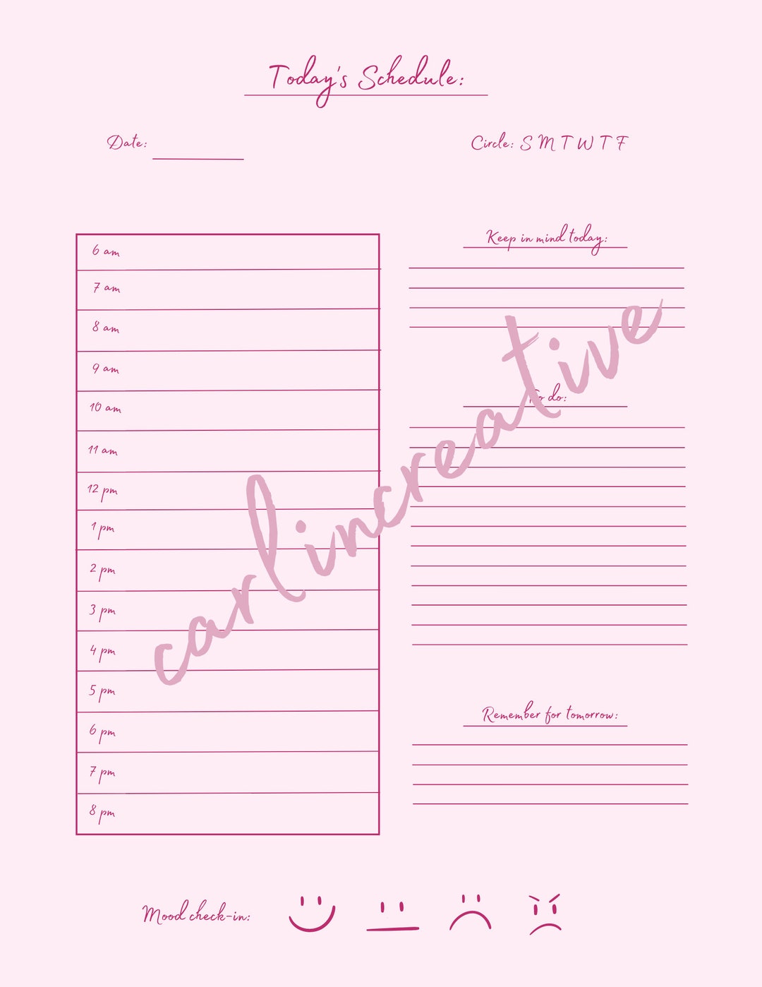 Pink Schedule Template and To-do List DIGITAL DOWNLOAD ONLY - Etsy