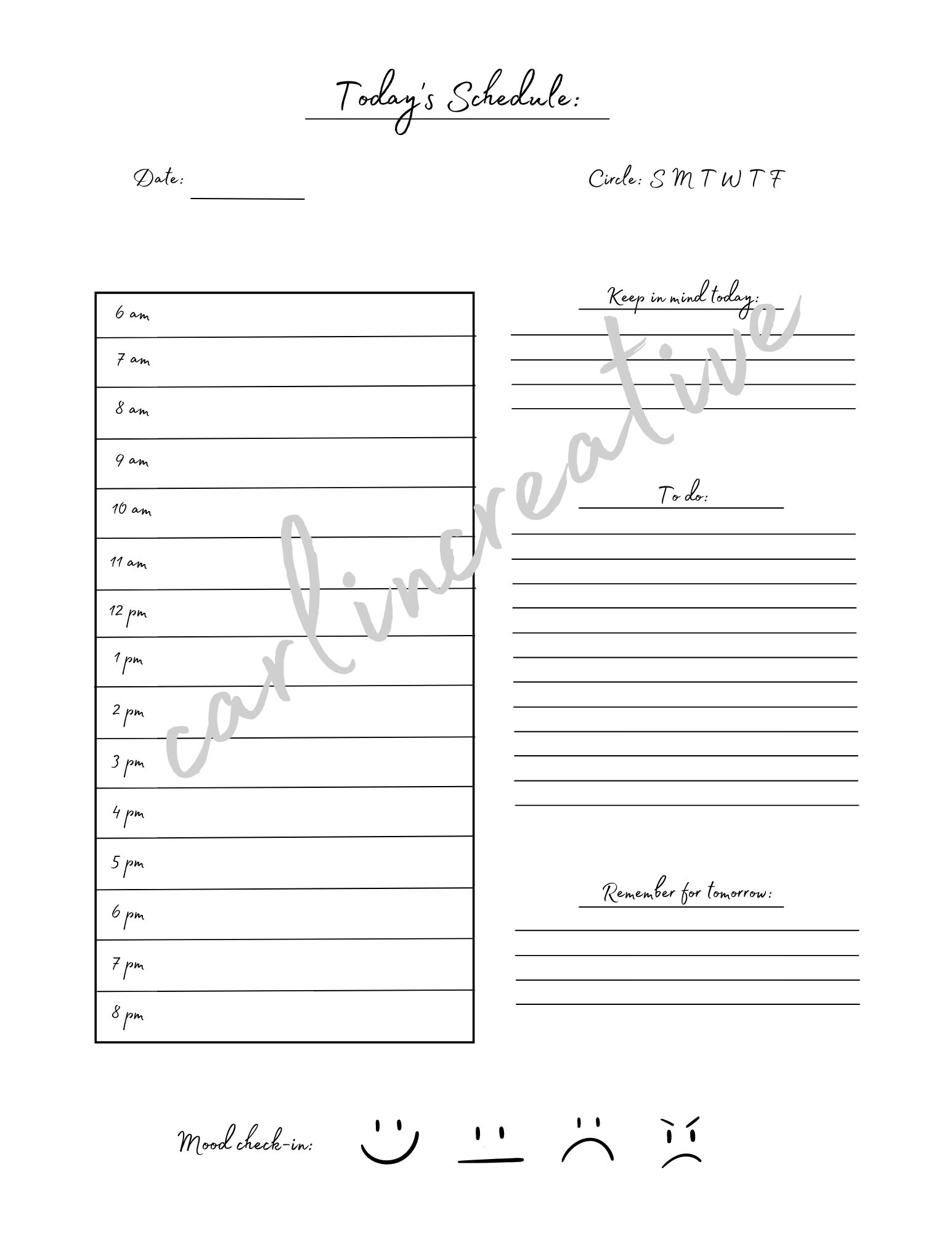 White Schedule Template and Todo List DIGITAL DOWNLOAD ONLY Etsy