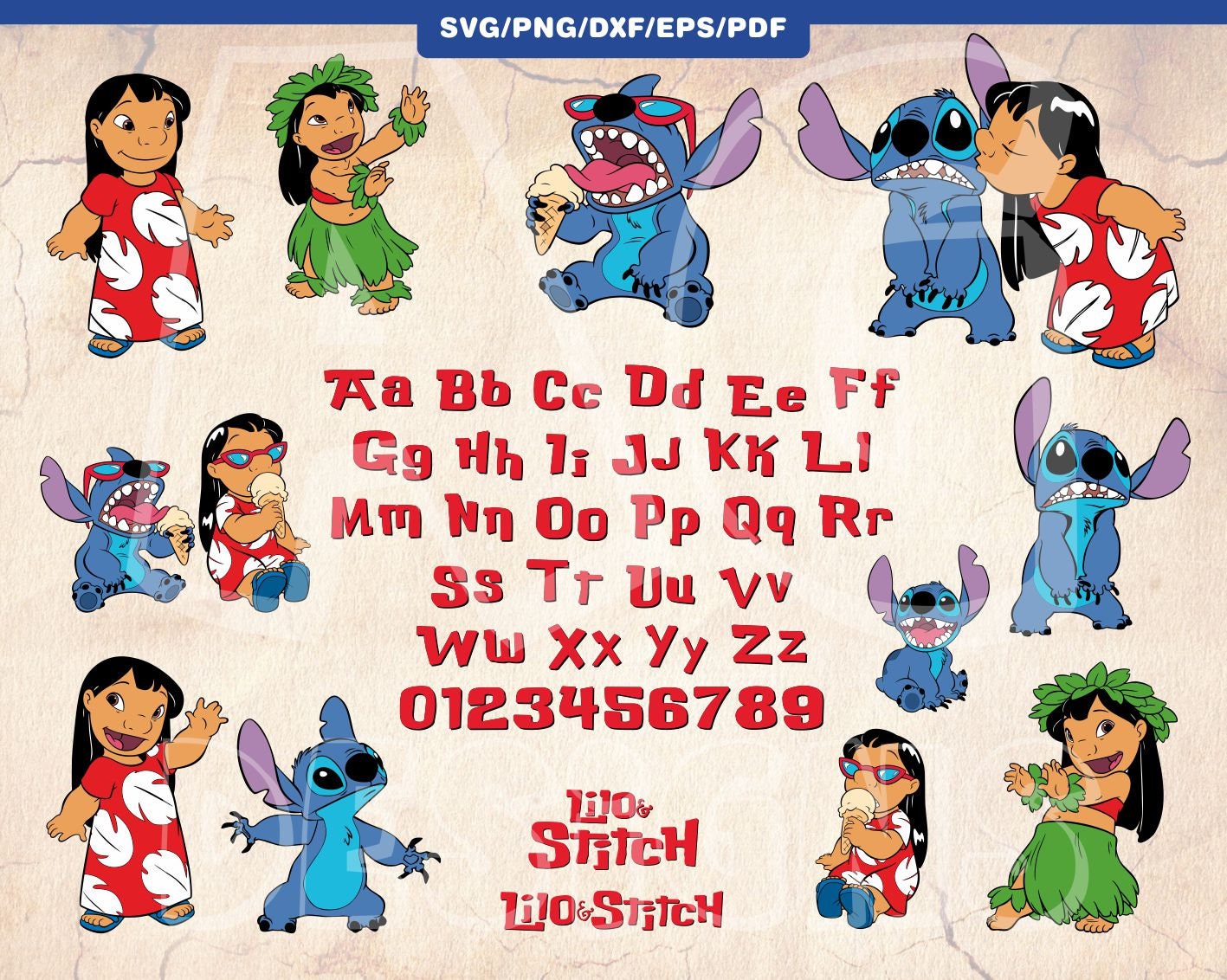 Lilo Alphabet Bundle Svg Stitch Font Clipart Png Video Etsy