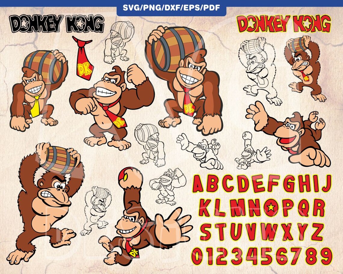 King Kong Svg Gamer Clipart Png Video Game Silhouette | Etsy