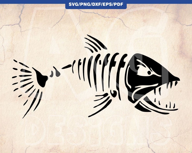 Download Piranha Fish Svg Angry Fish Skeleton Clipart Png Logo Etsy