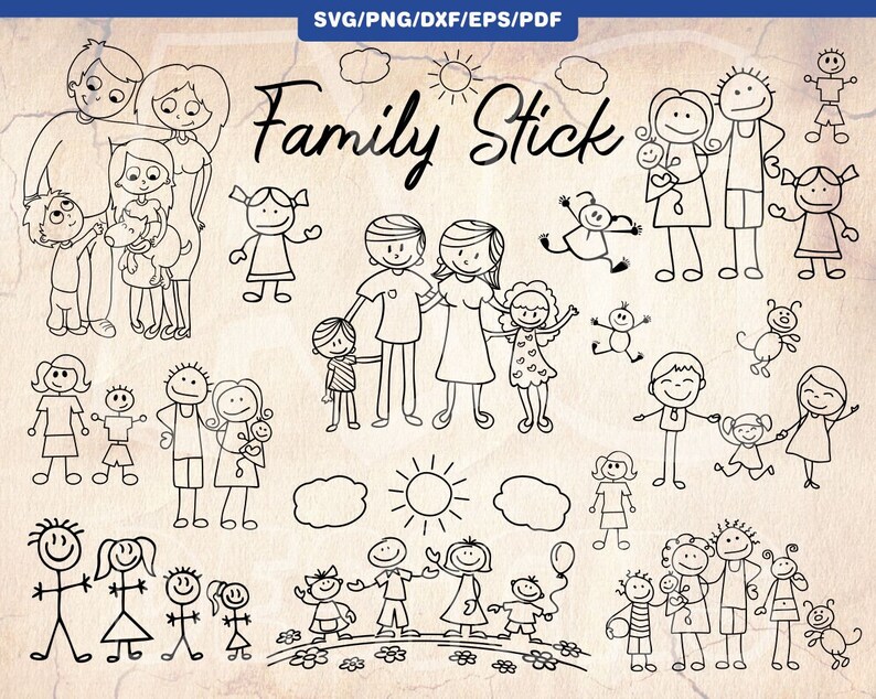 Download Family Stick Svg Kids Clipart Png Baby Silhouette People ...