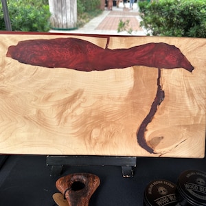 Maple Wood and Red Epoxy Charcuterie Board