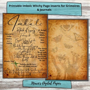 Imbolc Printable Planner Pages for Grimoire or Journals | Junk Journal | Notebooks| Witchy Planners | Printables | Planner Pages| Inserts