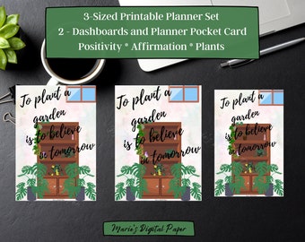 Garden Vibes Digital Dashboard Set| 3 Sizes| Planner Pocket Cards| Happy Planner| Plant Lover| Digital |A5 Planner| Affirmation| Quote Cards