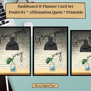 Ensemble de tableau de bord de positivité et d'affirmation|Cartes Vibe végétales|3 tailles|Cartes de planificateur |Planificateur heureux|Plantes|Imprimable|Planificateur A5|Tableau de bord numérique