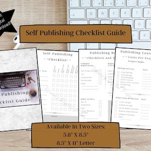 Self-Publishing Checklists Digital Download for Writers Printable Checklists Authors Self-Publishing Guide Planning KDP B&N Press Indie