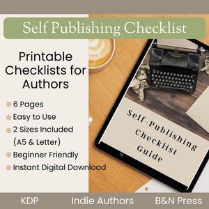 Lista di controllo per l'autopubblicazione (stampabile, download digitale, liste di controllo stampabili) Autori Autopubblicazione KDP B&N Press Autore indipendente Formato A5 Letter