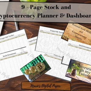 9 Page Stock & Crypto Currency Planner Set Investing Planner Crypto Planner Bitcoin Crypto Tracker Digital Downloads Investment Trackers