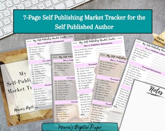 7 Page Tracker for Self-Published Authors|Indie Author|Writers|Planner Inserts|Self Publishing|Writing Planners|Digital Downloads|KDP Books