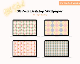 34 Cute Wallpaper High Quality 4K Aesthetic Wallpaper Retro Floral Fruits Bear Gingham Desktop Wallpapers Pastel MacBook Windows Wallpaper