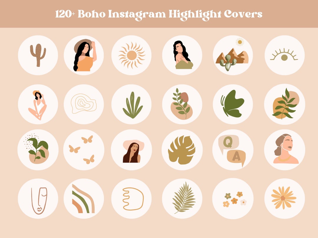 120 Boho Instagram Highlight Cover Icons Western Highlight Covers Brown ...