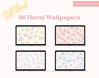 66 Spring Summer Floral Desktop Wallpaper high quality 4k Mac Windows 70s aesthetic retro cute desktop laptop wallpaper Soft Girl