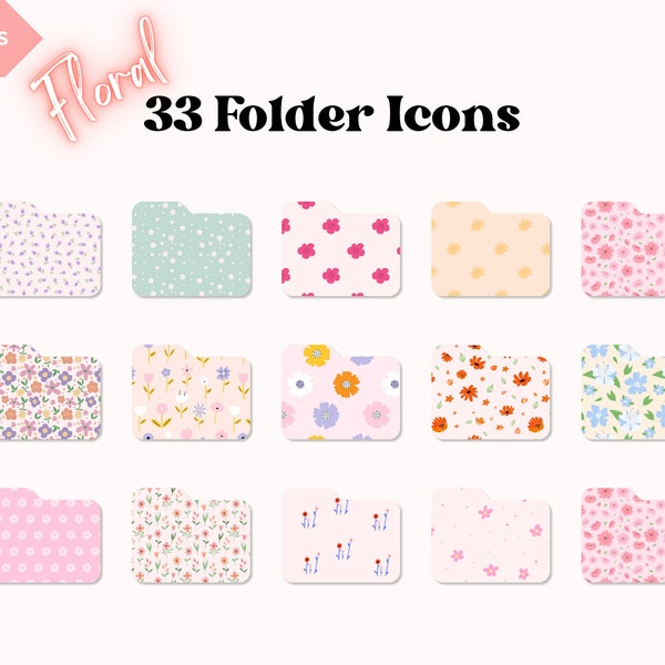 33 Spring Floral Summer Desktop Folder Icons for Mac Desktop Folder Icons, File Icons, Mac, High Quality 4k, Aesthetic Icons, Cute Mac icons
