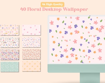 Spring Summer Floral Desktop Wallpaper high quality 4k Mac Windows 70s aesthetic retro cute desktop laptop wallpaper