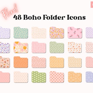 Boho Folder Icons Floral Desktop Folder icons Mac Folder Icons File Icons, Spring aesthetic Mac, Aesthetic Icons, Cute Summer Mac icons,