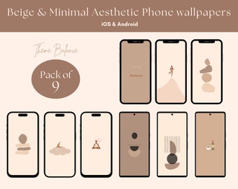 Minimal Mobile Wallpaper, mobile wallpaper, mobile organizer, minimal wallpaper, minimal digital wallpaper, iphone, android, beige aesthetic