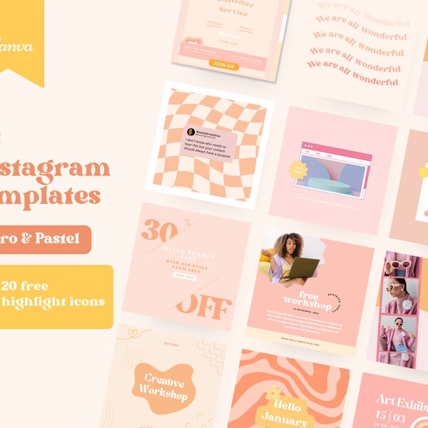 Bright Instagram Post Templates Canva | Engagement Instagram Branding | Pink Orange Canva Template | Coach Instagram Feed Engagement | Bold