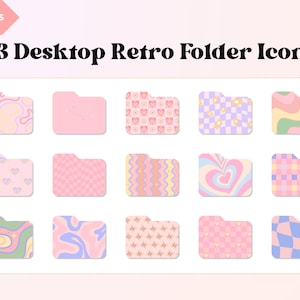 Mac 用の 33 個のレトロなデスクトップ フォルダ アイコン デスクトップ フォルダ アイコン、ファイル アイコン、Mac、高品質 4k、美的アイコン、パステル カラーのかわいい Mac アイコン