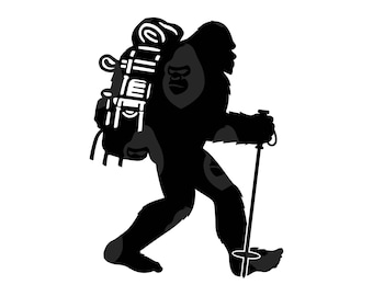 Bigfoot Svg, Hiking Big Foot Svg, Bigfoot Png, Yeti Sasquatch Svg. Vector Cut file Cricut, Silhouette.