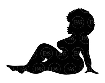 Thick Curvy Afro Mudflap Girl Svg, Chubby Trucker Girl, Chubby Chaser. Vector Cut file Cricut, Silhouette, Pdf Png Dxf Eps, Sticker, Decal.