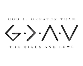 God is Greater Than High And Lows Svg, Bible Verse Png, Romans 8:28, Faith over Fear, Believer. Vector Cut file Cricut, Silhouette.