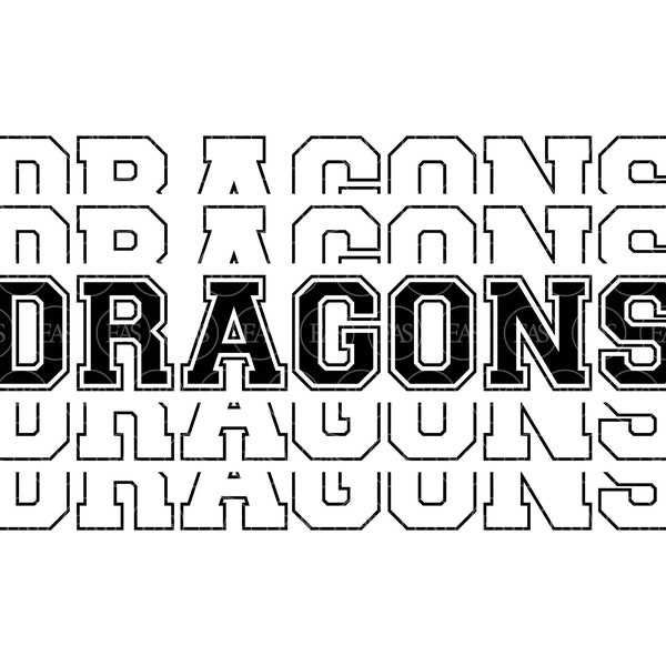 Stacked Dragons Svg, Go Dragons Svg, Run Dragons Svg, Dragons Team Svg, Sport Jersey Font. Vector Cut file Cricut, Pdf Png Dxf Eps.