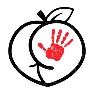 Pfirsich Ass SVG, Pfirsich Butt SVG, Hand print svg. Vektor Datei für Cricut, Silhouette, Pdf Png Dxf Eps, Stencil.