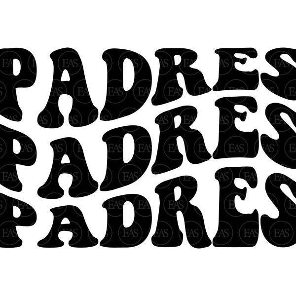 Padres Wavy Stacked Svg, Go Padres Svg, Padres Team Svg, Retro Vintage Groovy Font. Vector Cut file Cricut, Silhouette, Pdf Png Dxf.